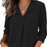 WIHOLL 3/4 Length Sleeve Womens Tops Dressy Casual Blouses Summer Spring Trendy Business Outfits Fashion Clothing